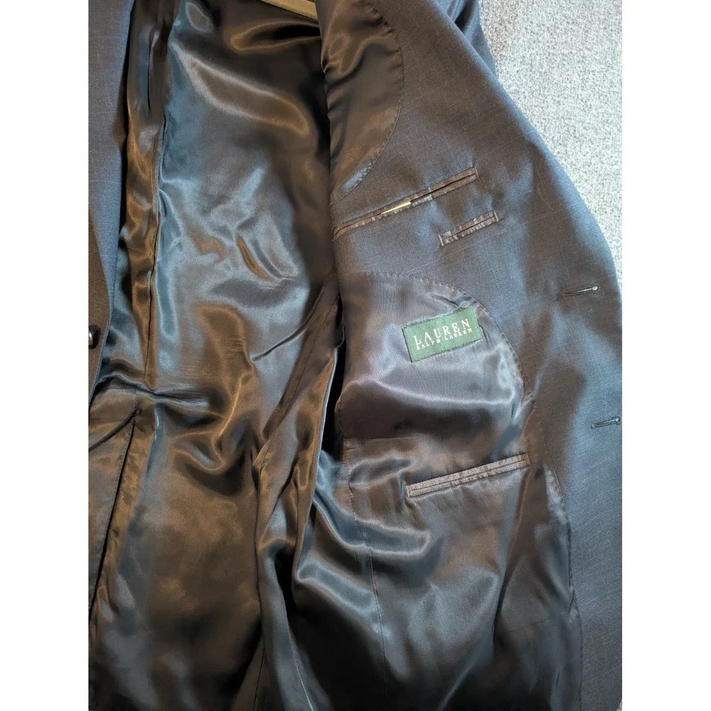 Lauren Ralph Lauren Blazer Men‎ Green Label Wool 40R Charcoal Gray Plaid